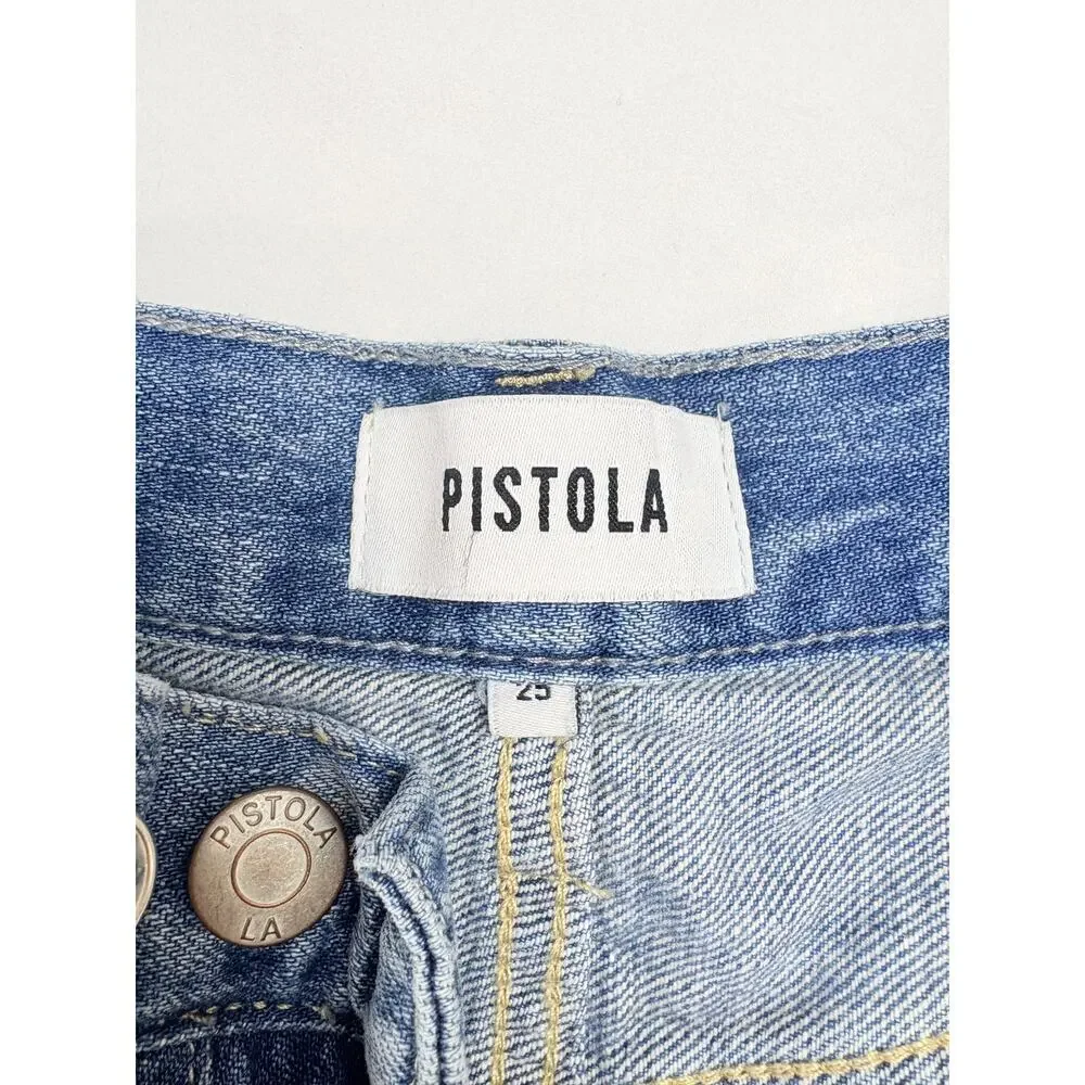 Pistola Keaton High Rise Distressed Denim Shorts LUA Wash Fray Hem Festival Boho